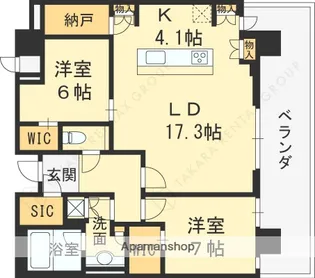 ジオタワー宝塚グランレジス【N3203号室】の間取り