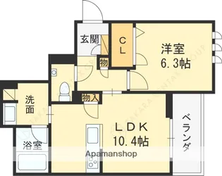 シャーメゾンプルミエ門戸厄神【101号室】の間取り