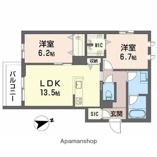 ShaMaison Greenage 日野町【203号室】の間取り