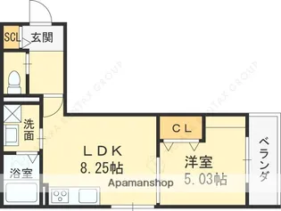 グランディール清華Ⅱ【1階】の間取り