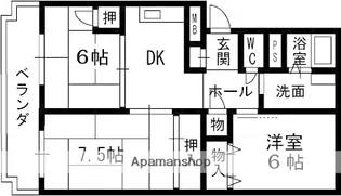 サンハイツ高安【1階】の間取り