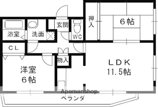 カーサ甲陽園【3階】の間取り