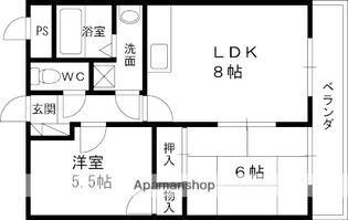 一ヶ谷ハイツⅡ【303号室】の間取り