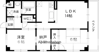 レインボー甲東【3階】の間取り