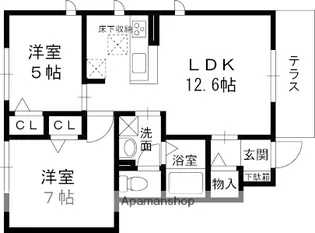 シャーメゾン樋ノ口A【1階】の間取り