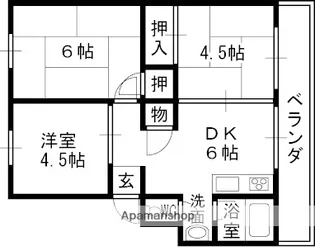 仁川リバーサイドハイツB棟【4階】の間取り