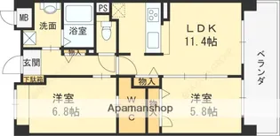 グランジェ東甲子園【2階】の間取り