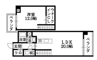 夙川フラット【3階】の間取り