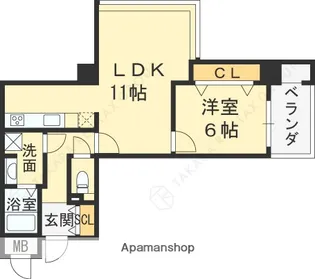 ヴィエント西宮【1706号室】の間取り