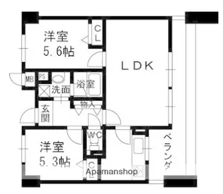 白鷹苦楽園マンション【3階】の間取り