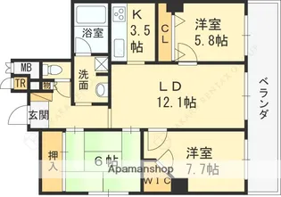 セントラルガーデンタワー【23階】の間取り