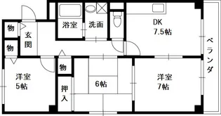 シェルコート南甲子園【2階】の間取り