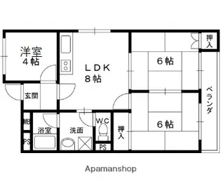 甲子園パインマンション【3階】の間取り