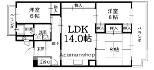 白鷹香枦園第2マンション【3階】の間取り
