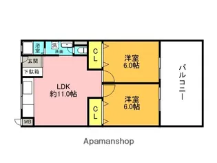 東甲子園ハイツ【4階】の間取り
