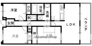 白鷹香枦園マンション【3階】の間取り