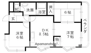 グリーンライフ北夙川【3階】の間取り