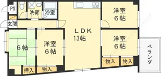 サンロイヤル上甲東園B棟【2階】の間取り