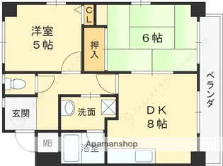 ウエストフィールド里中【1階】の間取り