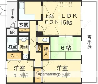 兵庫県西宮市五月ケ丘【マンション】の間取り