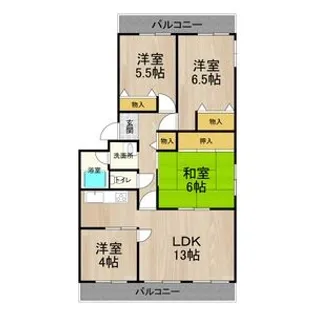 フェルザ西宮(旧ネオハイツ西宮)【6階】の間取り