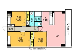ロジュマンヴェール若草【2階】の間取り