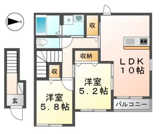 たけのこハイム【202号室】の間取り