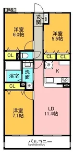 レジェンダリー甲子園浦風町【2階】の間取り