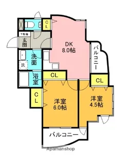 2DKの間取り画像