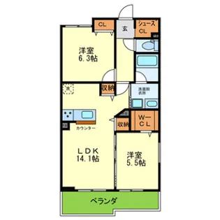 兵庫県伊丹市荒牧5丁目【アパート】の間取り