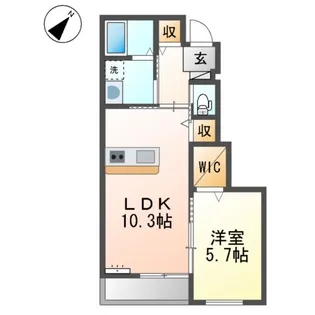プレンデトワール上山口【105号室】の間取り