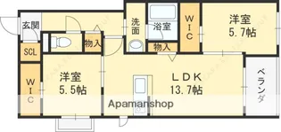 ウェルスビュー塚口【3階】の間取り
