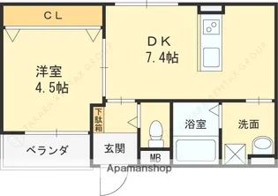 グランメール芦屋南宮町【202号室】の間取り