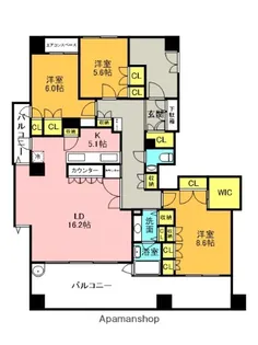 西宮マリナパークシティ・港のまちハーバーヴィラ【7階】の間取り