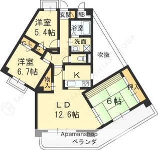 KDXレジデンス夙川ヒルズ 1番館(旧オクトス夙川)【1階】の間取り