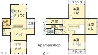 兵庫県西宮市仁川百合野町【一戸建】の間取り