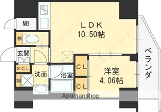 大阪府東大阪市長栄寺【マンション】の間取り