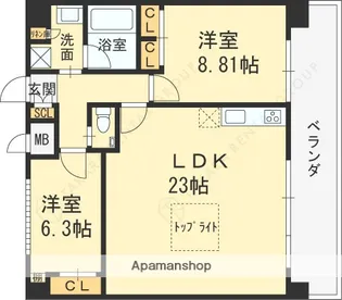 プレジオさくら夙川【8階】の間取り