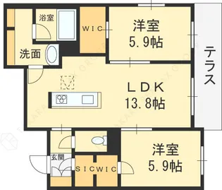 シャーメゾンケーツー【1階】の間取り