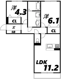 エムライズ西宮【301号室号室】の間取り