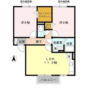 ライフランドスケープ B棟【2階】の間取り