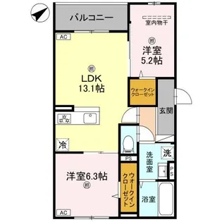 シーグレース浜甲子園【2階】の間取り