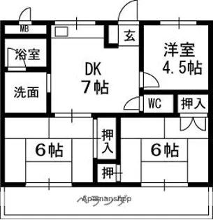香枦園レジデンス【3階】の間取り