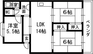 サンハイツ西宮【2階】の間取り