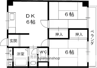 鳴尾ハイツ【3階】の間取り