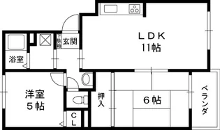 岡田山ハイツ B棟【102号室号室】の間取り