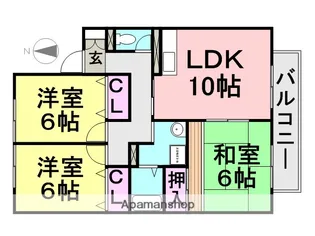 ローズヒップガーデン【A103号室】の間取り