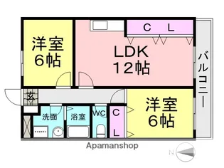 フリーダム武庫の里Ⅰ・Ⅱ【1-105号室】の間取り