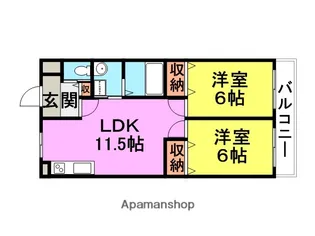 ミラージュ食満【2階】の間取り