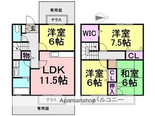 兵庫県尼崎市瓦宮2丁目【タウンハウス】の間取り